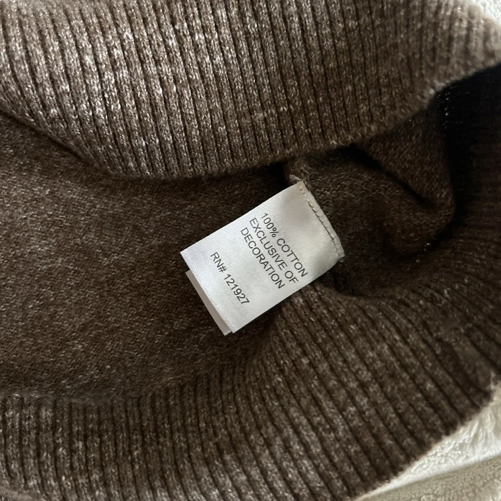 Johnnie-O Performance Cotton Quarter Zip Pullover Sweater Brown MED $128 CAMEL